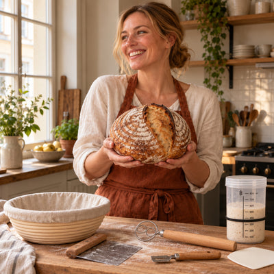 Stolz auf das erste selbstgebackene Sauerteigbrot