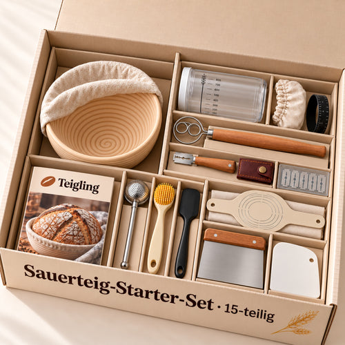 Teigling Sauerteig-Starter-Set, 15-teilig, geöffnet in der Box