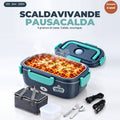 PausaCalda scaldavivande elettrico 1,5 L con borsa termica, posate e cavi