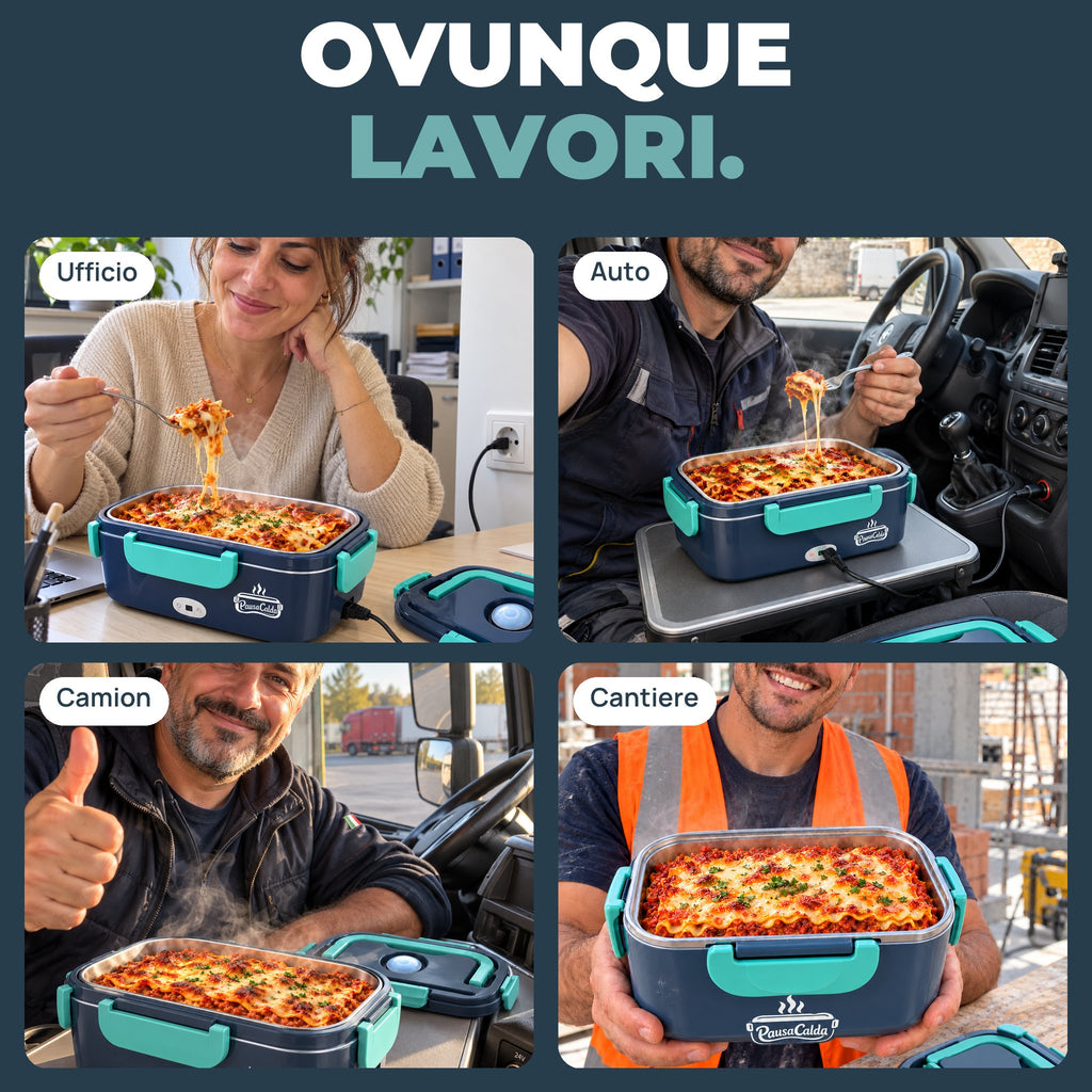 PausaCalda in ufficio, auto, camion e cantiere
